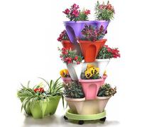 Vertical Garden Stackable Planter, 6 Tier Indoor Outdoor Plant Pots for Strawberries, Flowers, Herbs, Vegetables - Space-Saving Design for Gardening Enthusiasts