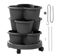 Vertical Garden Strawberry Planter Tower with Rolling Wheels3Tier Stackable Herb Spiral Pot for SpaceSaving GardeningPerfect for Indoor/Outdoor Planting