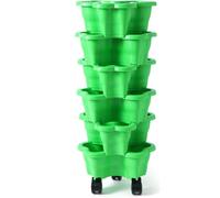 Vertical Garden Tower, Stackable Strawberry Planter, Multi-Tiered Herb Pot with Saucer, Space-Saving Flower Planter for Indoor and Outdoor Gardening
