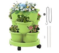 Vertical Garden Tower - Strawberry Planter | 3-Tier Tower with Removable Wheels for Flowers Vegetables Strawberries Indoor Kitchen Garden Balcony Patio