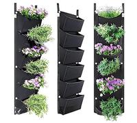 Vertical Garden Wall Planter with 6 Pockets - Indoor/Outdoor Hanging Herb Planter Bags for Home Office & Courtyard Decoration - Black Grow Container