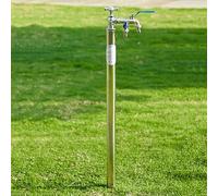 Vertical Garden Water Column Stainless Steel Outdoor Faucet with Dual Outlet Freestanding Garden Tap 120cm/47in Silver Ideal for Outdoor Spaces and Gardens