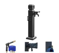 Vertical Garden Water Column Stainless Steel Outdoor Post Faucet Freestanding Yard Hydrant with Hose Holder Spray Gun Insulated Bag(60 cm/24 inches)