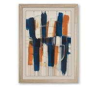 Vertical Gesture Abstract Framed Wall Art Print A2 (59.4×42cm) Oak, Wall Decor for Living Room, Bedroom, Office & Home, Ready to Hang, Art Gift