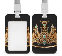 Vertical Gold Queen Bee Crown Badge Holder with Breakaway Lanyard Heavy-Duty Abs Id Card Protector Waterproof Clear Window for Nurse Teacher Office Worker Detachable for Id Badge Credit Card Transit P