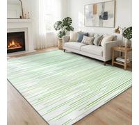 Vertical Green Stripes Raindrops Washable Area Rugs 180 x 240 cm Short Pile Carpet, Abstract Area Rug for Living Room Soft Carpet Mat Durable Enough Foldable Apply to Bedroom Dining Room