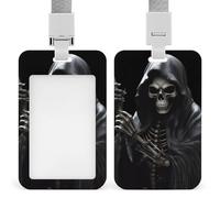 Vertical Grim-Reaper Badge Holder Heavy Duty Id Card Holder with Breakaway Lanyard Waterproof Name Tag Card Badge Holder Case Protector with Clear Window for Nurse Office