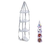 Vertical Hanging Storage Bag Organizer, Multi-Layer Sports Ball Holder with Honeycomb Mesh for Basketball, Soccer Ball, Helmet, Toys - Space Saving Behind The Door, Pink/Purple/Grey