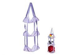 Vertical Hanging Storage Bag Organizer, Multi-Layer Sports Ball Holder with Honeycomb Mesh for Basketball, Soccer Ball, Helmet, Toys - Space Saving Behind The Door, Pink/Purple/Grey