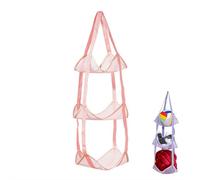 Vertical Hanging Storage Bag Organizer, Multi-Layer Sports Ball Holder with Honeycomb Mesh for Basketball, Soccer Ball, Helmet, Toys - Space Saving Behind The Door, Pink/Purple/Grey
