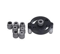 Vertical Hole Puncher Locator, Round Dowel Drilling Guide, Precise Center Finding, Adjustable Wood Positioner with 8 Cr12 Bushings, for DIY Carpentry, Black Finish