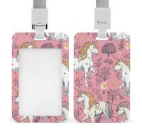 Vertical Horse Badge Holder with Breakaway Lanyard Heavy-Duty Abs Id Card Protector Waterproof Clear Window for Nurse Teacher Office Worker Detachable for Id Badge Credit Card Transit Pass