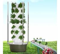 Vertical Hydropo Growing System Kit20/28/36 Plant Sites Indoor/Outdoor Gardening LED Grow Lights Automatic Timer 7Layer Hydropo Vegetable Tower for Home Growers