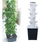 Vertical Hydroponic Tower Growing System Kit,Hydroponics Tower System, Hydroponic Tower Garden, Irrigation Pump And Movable Water Tank For Indoor And Outdoor Herbs, Fruits, And(Size:6 Layers 18 Holes)