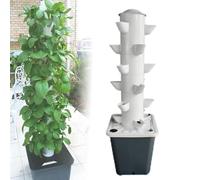 Vertical Hydroponic Tower Growing System Kit,Hydroponics Tower System, Hydroponic Tower Garden, Irrigation Pump And Movable Water Tank For Indoor And Outdoor Herbs, Fruits, And(Size:6 Layers 18 Holes)