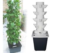 Vertical Hydroponic Tower Growing System Kit,Hydroponics Tower System, Hydroponic Tower Garden, Irrigation Pump And Movable Water Tank For Indoor And Outdoor Herbs, Fruits, And(Size:6 Layers 18 Holes)