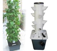 Vertical Hydroponic Tower Growing System Kit,Hydroponics Tower System, Hydroponic Tower Garden, Irrigation Pump And Movable Water Tank For Indoor And Outdoor Herbs, Fruits, And(Size:6 Layers 18 Holes)