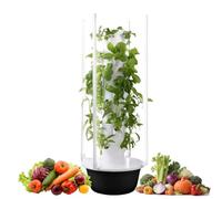 Vertical Hydroponics Growing System with Circulating Water Pump & LED, 36-Hole Tower Garden Kit for Indoor Outdoor Use, ABS Plastic, Smart Timer, Compact Footprint