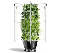 Vertical Hydroponics Tower with LED Grow Light, Water Tank, and Aeroponics Kit for Indoor Gardening