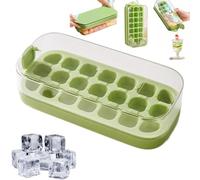 Vertical Ice Cube Tray, Ice Cube Tray with Lid and Bin, Magic Ice Cube Maker, Easy Release, Quick Filling & No Touching, Ice Cube Pop Out Tray for Freezer Drink (Green)