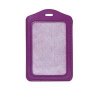 Vertical ID Badge Holder with Clear Front Display, Purple | Single-Sided Faux Leather Format, Stitched Edging, Top Slot for Attaching a Compatible Clip or Lanyard Carry Setup