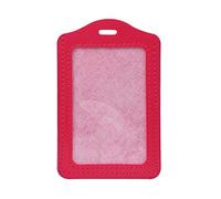 Vertical ID Badge Holder with Clear Front Display, Red | Single-Sided Vertical Layout, Viewable Card Face, Top Connection Slot for a Compatible Lanyard or Badge Clip