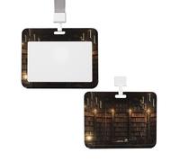 Vertical ID Badge Holder with Lanyard ID Card Case Name Tag Book Room Mysterious Library Badge Holder with Clear Window Card Name Protector Pouch for Nurse Doctor Office Supplies