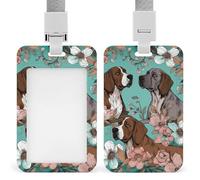Vertical ID Badge Holder with Lanyard Plastic ID Card Holder Name Tag Animal Badge Holder with Clear Window ID Card Protector Pouch for Nurse Doctor Office Supplies