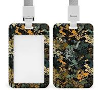 Vertical ID Badge Holder with Lanyard Plastic ID Card Holder Name Tag Camouflage Style Pattern Badge Holder with Clear Window ID Card Protector Pouch for Nurse Doctor Office Supplies