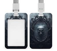 Vertical ID Badge Holder with Lanyard Plastic ID Card Holder Name Tag Ghost in Mirror Badge Holder with Clear Window ID Card Protector Pouch for Nurse Doctor Office Supplies