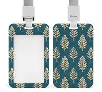 Vertical ID Badge Holder with Lanyard Plastic ID Card Holder Name Tag Golden Repeating Pattern Badge Holder with Clear Window ID Card Protector Pouch for Nurse Doctor Office Supplies
