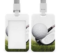 Vertical ID Badge Holder with Lanyard Plastic ID Card Holder Name Tag Golf Club Badge Holder with Clear Window ID Card Protector Pouch for Nurse Doctor Office Supplies