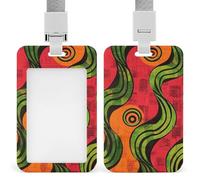 Vertical ID Badge Holder with Lanyard Plastic ID Card Holder Name Tag Large Swirl Pattern Badge Holder with Clear Window ID Card Protector Pouch for Nurse Doctor Office Supplies