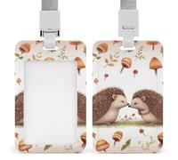 Vertical ID Badge Holder with Lanyard Plastic ID Card Holder Name Tag Nature Lovely Hedgehog Lovers Badge Holder with Clear Window ID Card Protector Pouch for Nurse Doctor Office Supplies