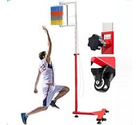Vertical Jump Tester Adjustable - Vertical Challenger Measurement Tool for High Jump Training in Basketball & Badminton, Features Reset Draw Cord & Moving Wheel, Yellow, 1.4-3M