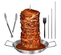 Vertical Kebab Plate and Skewer Stand, Stainless Steel Chicken Skewers Pan, BBQ Skewer Rack with Handle, Grill Plate Stand for Whole Chicken Fish Sausage Steak