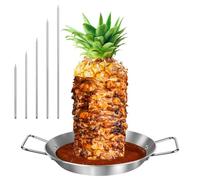 Vertical Kebab Skewer Stand, 5 Sizes Skewers with 10 inch Barbecue Gyro Spits Pan, Stainless Steel Grill Rack Spikes(6"/8"/10"/12"/14") for Grilling Meat, Chicken, Kebab, Fish, Shawarma, Taco
