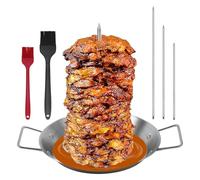 Vertical Kebab Skewer Stand, Stainless Steel BBQ Kebab Machine,with 2 Brushes and 3 Removable Sizes (8, 10, and 12-inch) Suitable for Grilling Grilled Meat, Whole Chicken, Steak, Sausage, Turkey