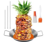 Vertical Kebab Skewer Stand, Stainless Steel BBQ Kebab Machine,with 3 Different Sizes Spikes and Oil Bottle Brush,for Steak Chicken Fish Turkey Kebab Kitchen