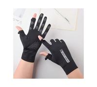 (Vertical label sunscreen black) Women's summer sun protection gloves for outdoor driving and cycling, short and thin, breathable, non-slip, finger-exposed touch screen