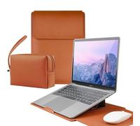 Vertical Laptop Sleeve Leather case13-13.3-14 Inch Compatible with MacBook Air M4 M3 M2 M1 HP Acer Dell Lenovo ASUS Notebook,Faux Leather Cover Case with Accessories Bag (Brown, 13-14 Inch)
