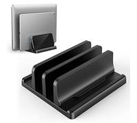 Vertical Laptop Stand for Desk, Klearlook Laptop Holder with Adjustable Slots, 4 in 1 Space-Saving Stand, Portable Notebook Stand for All MacBook, HP, Dell, Surface,iPad Up to 17.3"-Black