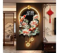 Vertical Large 3D Decorative Wall Clocks,Beautiful Wall Clock with LED Light,Silent Non-Ticking,with Visualizzazione di Temperatura e Data,for Bedroom Living Room Office(Black,80x160cm/31.6x63in)