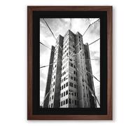 Vertical Lines Industrial Framed Wall Art Print A2 (59.4×42cm) Walnut, Wall Decor for Living Room, Bedroom, Office & Home, Ready to Hang, Art Gift