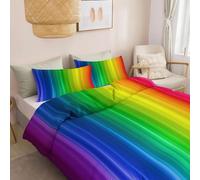 Vertical Lines Rainbow Gradient Background Duvet Cover Sets, King 230 x 220 cm - 3 Pcs Bedding Set Color Bedding Set, Soft Comfy Breathable Quilt Cover, Hypoallergenic