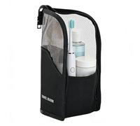 Vertical Makeup Bag - 9.65 x 5.31 x 5.12 Inches, Waterproof Portable Standing Case, Travel Toiletries | Brush Skin Care Beauty Girls School Washing Dome, Black, Please refer to the description, Please