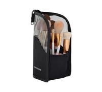 Vertical Makeup Bag, Waterproof Self-Standing Organization, Makeup Necessary, Ideal for Girls School Home Travel Beauty Vanity Bathroom Hotel Brushes Pencils Skin Care, Black, Please refer to the