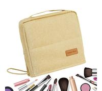 Vertical Makeup Bag with Wide Opening - Upright Makeup Bag with Zipper, for Girls, Brushes, Mirror, Toiletries, Jewellery, School and Bathroom, cream color, Please refer to the description, Please