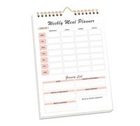 Vertical Meal Planning Pad Notebook Meal Planner with Kitchen Shopping List Sections & Paper for Year Round Use Diet Plan Notebook