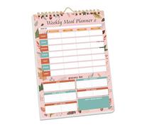 Vertical Meal Planning Pad Notebook Meal Planner with Kitchen Shopping List Sections & Paper for Year Round Use Diet Plan Notebook